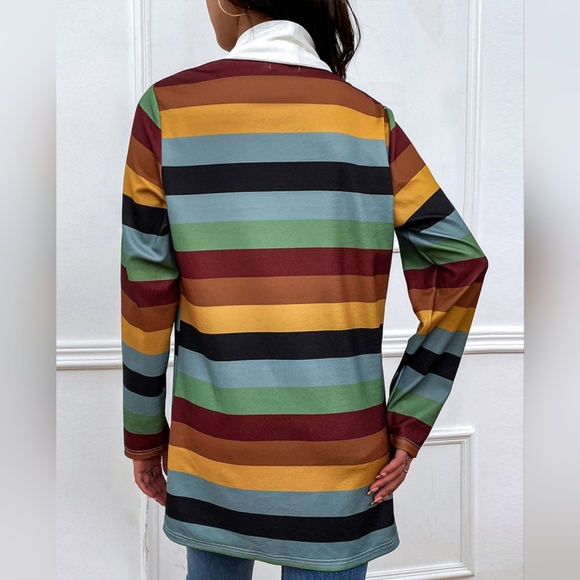 Color Wave Open Front Cardigan - Matcha - Picture 4 of 5